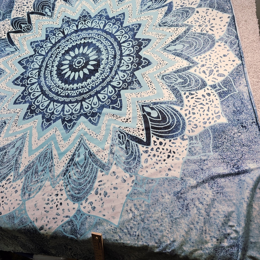 Tapestry Mandala Dri-fit Material Wall Art Decor Blue Y2K Hippie Teen Dorm 6'x4' - Picture 3 of 4